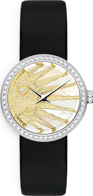  Shop Authentic Dior La D De Dior Dior Rose Céleste Diamonds Mother of Pearl Dial Black Leather Strap Watch for Women - CD04711X1001 0000 - Luxxuri