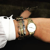  Shop Authentic Calvin Klein Snake Silver Dial Yellow Gold Steel Strap Watch For Women - K6E23546 - Luxxuri