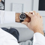  Shop Authentic Hugo Boss Pioneer Chronograph Black Dial Black Leather Strap Watch For Men - 1513708 - Luxxuri