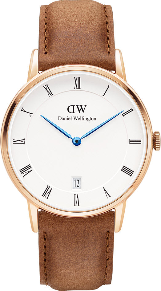  Shop Authentic Daniel Wellington Dapper Durham White Dial Brown Leather Strap Watch For Women - DW00100113 - Luxxuri