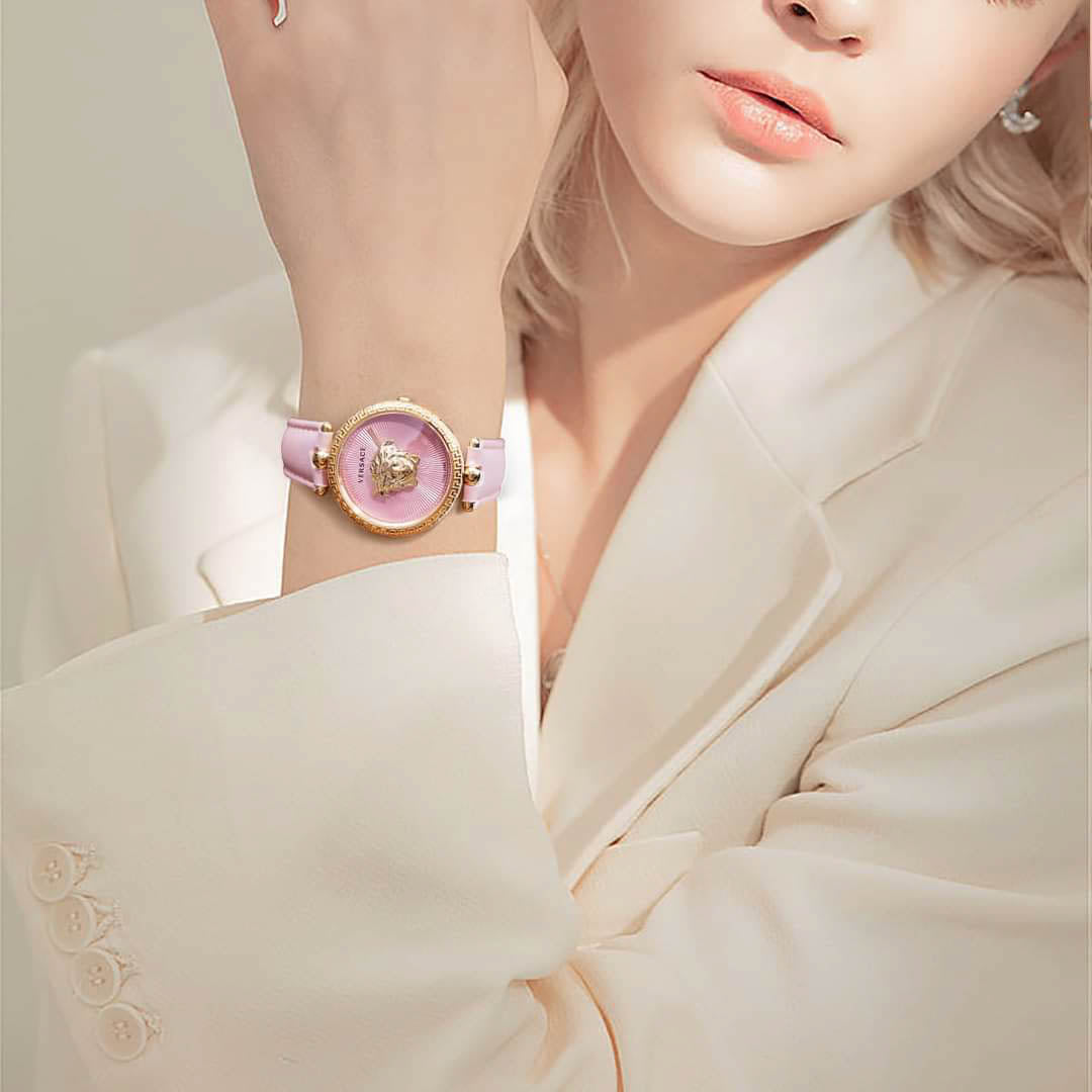  Shop Authentic Versace Palazzo Empire Pink Dial Pink Leather Strap Watch for Women - VCO030017 - Luxxuri