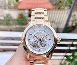  Shop Authentic Bulova BVA Skeleton Silver Dial Gold Steel Strap Watch for Men - 97A108 - Luxxuri