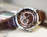  Shop Authentic Bulova Classic Skeleton Automatic Brown Dial Brown Leather Strap Watch for Men - 96A120 - Luxxuri