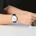  Shop Authentic Calvin Klein Minimal Silver Dial Black Leather Strap Watch for Men - K3M211CY - Luxxuri