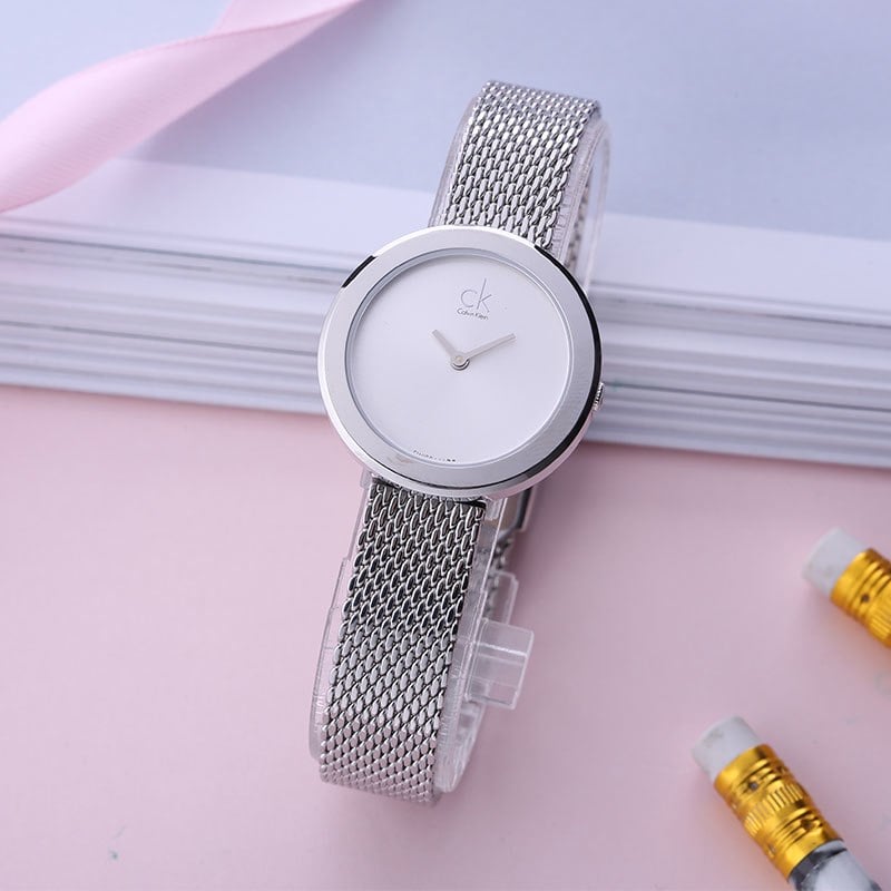  Shop Authentic Calvin Klein Firm White Dial Silver Mesh Bracelet Watch for Women - K3N23126 - Luxxuri