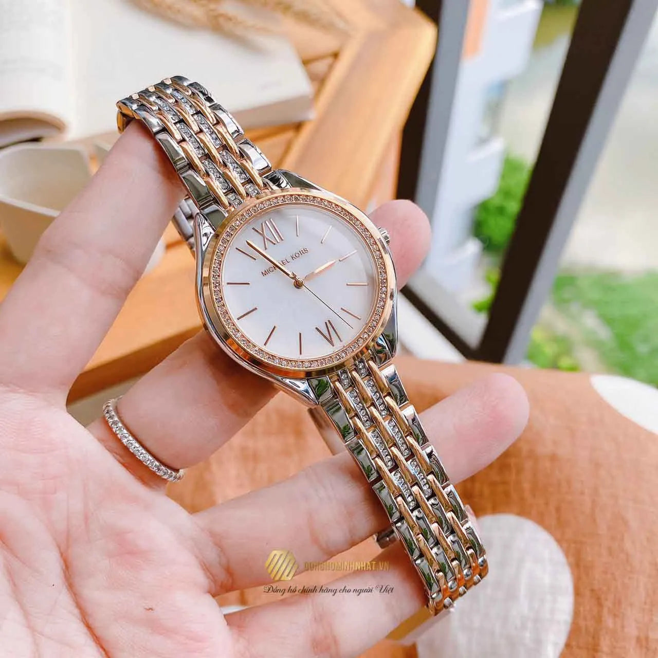  Shop Authentic Michael Kors Mindy Three Hand White Dial Two Tone Steel Strap Watch For Women - MK7077 - Luxxuri