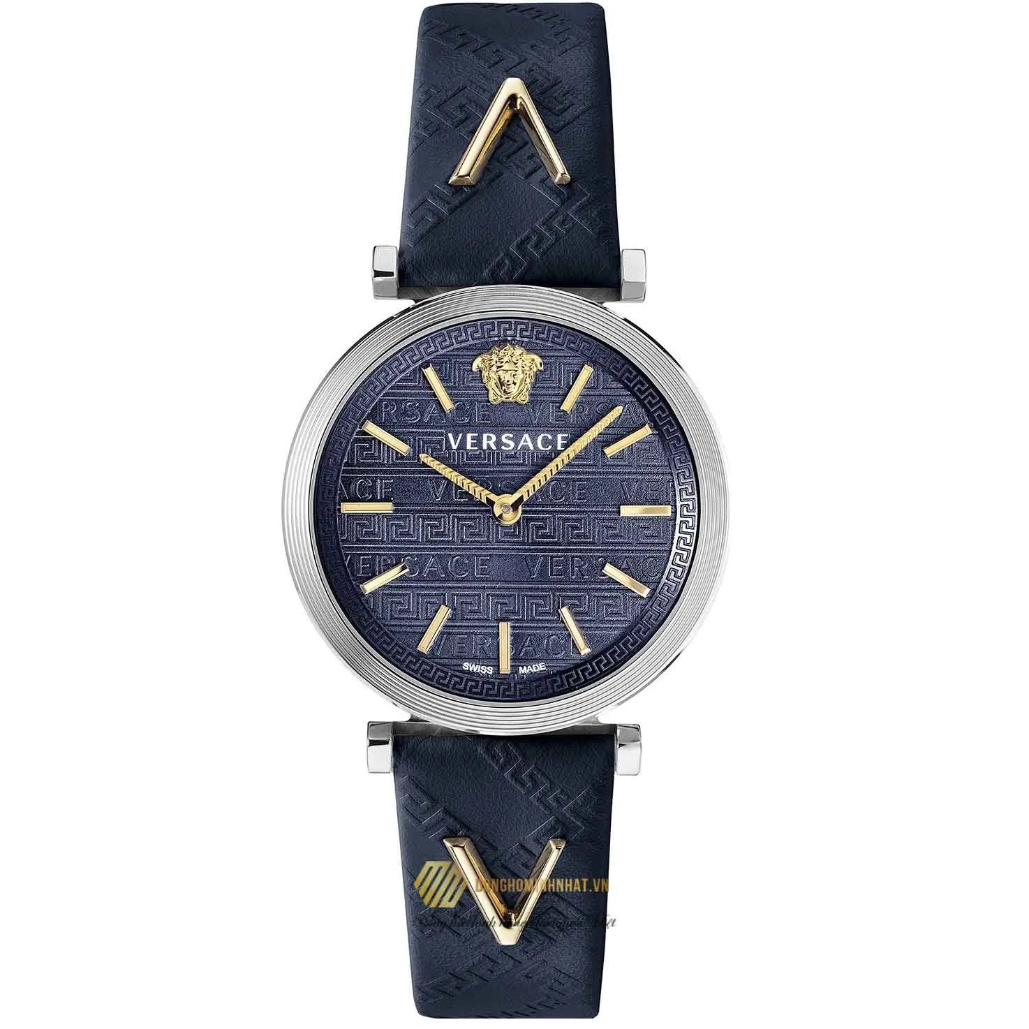  Shop Authentic Versace V-Twist Quartz Blue Dial Blue Leather Strap Watch for Women - VELS00119 - Luxxuri