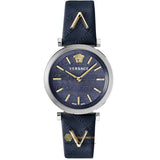  Shop Authentic Versace V-Twist Quartz Blue Dial Blue Leather Strap Watch for Women - VELS00119 - Luxxuri