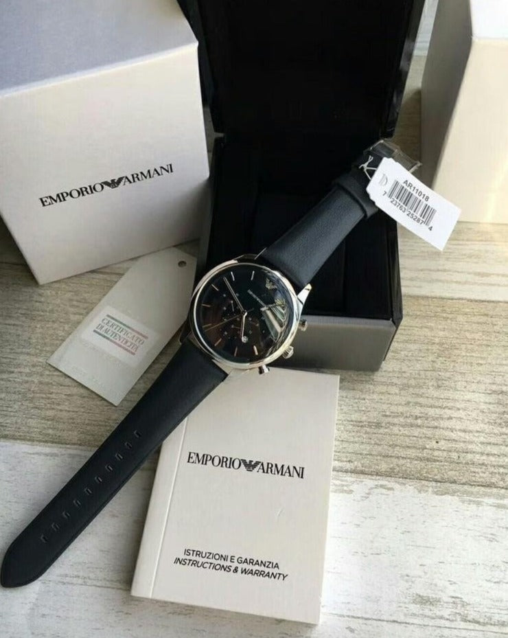  Shop Authentic Emporio Armani Lambda Chronograph Blue Dial Blue Leather Strap Watch For Men - AR11018 - Luxxuri