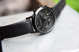  Shop Authentic Emporio Armani Sportivo Chronograph Black Dial Black Leather Strap Watch For Men - AR2461 - Luxxuri