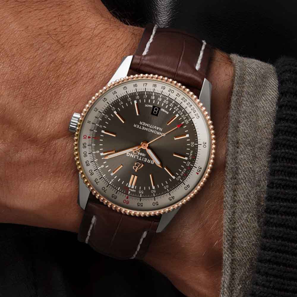  Shop Authentic Breitling Navitimer 1 Automatic 41mm Black Dial Brown Leather Strap Mens Watch - U17326211M1P1 - Luxxuri