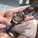 Shop Authentic Bulova Classic Skeleton Automatic Brown Dial Brown Leather Strap Watch for Men - 96A120 - Luxxuri