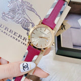  Shop Authentic Burberry The City White Dial Haymarket Pink Leather Strap Watch for Women - BU9149 - Luxxuri