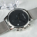  Shop Authentic Calvin Klein City Chronograph Black Dial Silver Mesh Bracelet Watch for Men - K2G27121 - Luxxuri