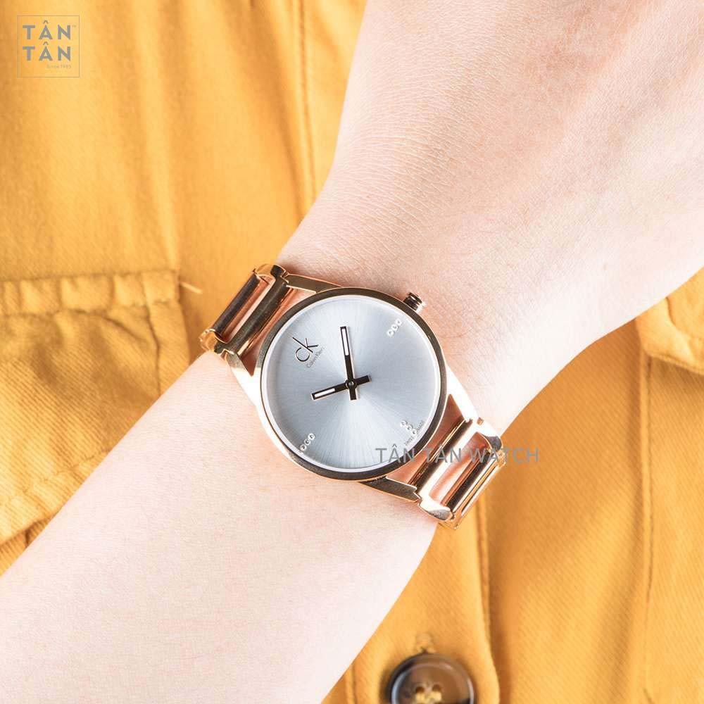  Shop Authentic Calvin Klein Stately White Dial Gold Steel Strap Watch for Women - K3G2362W - Luxxuri