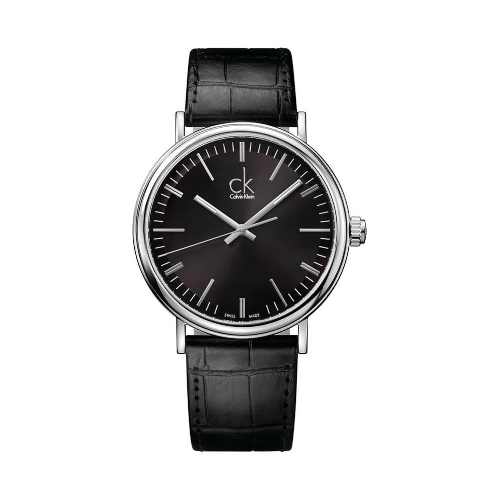  Shop Authentic Calvin Klein Surround Black Dial Black Leather Strap Watch for Men - K3W211C1 - Luxxuri