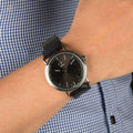  Shop Authentic Calvin Klein Surround Black Dial Black Leather Strap Watch for Men - K3W211C1 - Luxxuri