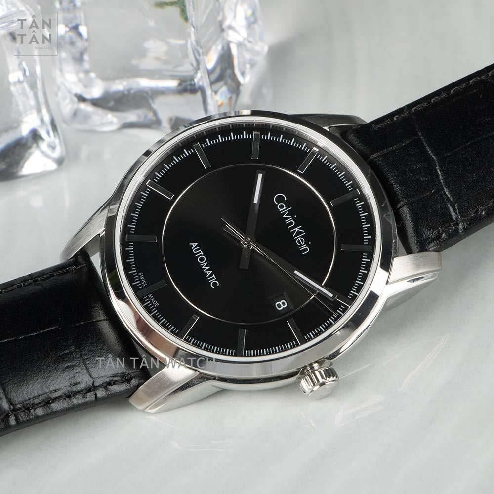  Shop Authentic Calvin Klein Infinity Automatic Black Dial Black Leather Strap Watch for Men - K5S341C1 - Luxxuri