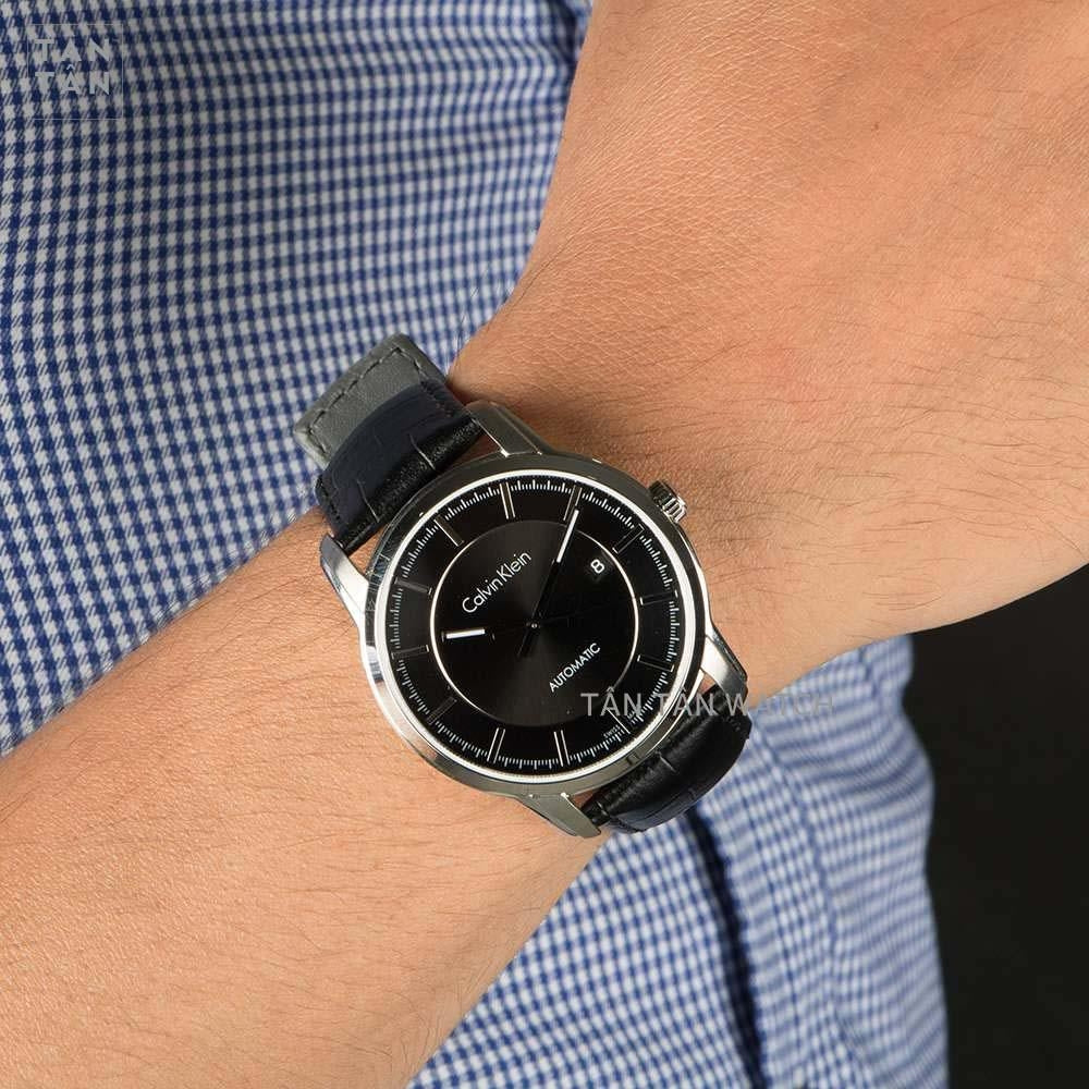  Shop Authentic Calvin Klein Infinity Automatic Black Dial Black Leather Strap Watch for Men - K5S341C1 - Luxxuri