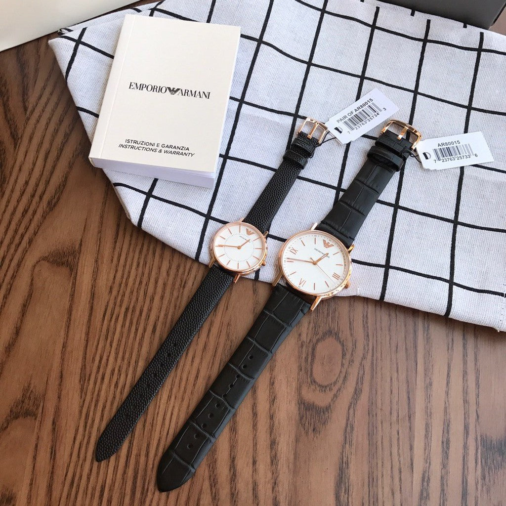  Shop Authentic Emporio Armani Kappa Quartz White Dial Black Leather Strap Watch For Men - AR80015 - Luxxuri