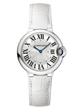  Shop Authentic Cartier Ballon Bleu de Cartier Silver Dial White Leather Strap Watch for Women - W6920087 - Luxxuri