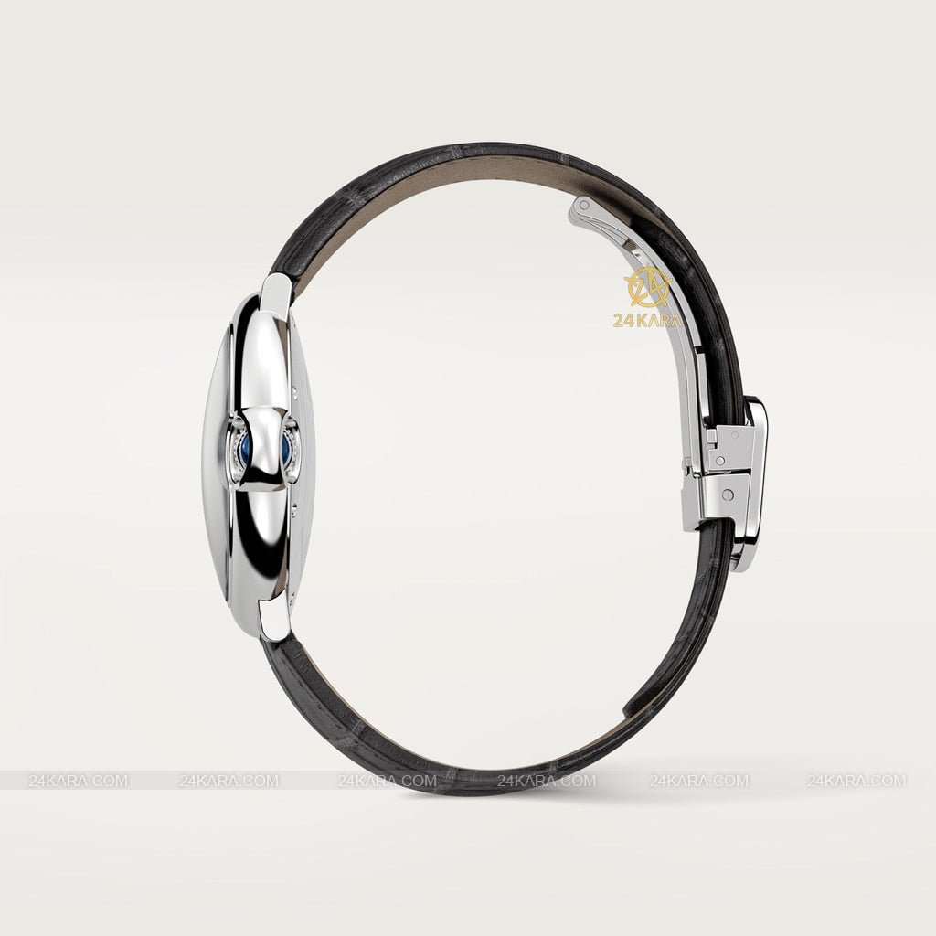  Shop Authentic Cartier Ballon Bleu De Cartier Silver Dial Black Leather Strap Watch for Women - WSBB0028 - Luxxuri