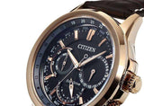  Shop Authentic Citizen Eco Drive Calendrier Black Dial Brown Leather StrapWatch For Men - BU2023-12E - Luxxuri