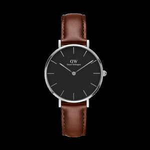  Shop Authentic Daniel Wellington Classic Petite St Mawes Black Dial Brown Leather Strap Watch For Women - DW00100181 - Luxxuri