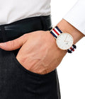  Shop Authentic Daniel Wellington Classic Canterbury White Dial Two Tone Nylon Strap Watch For Men - DW00100002 - Luxxuri