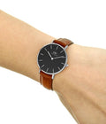  Shop Authentic Daniel Wellington Classic Petite St Mawes Black Dial Brown Leather Strap Watch For Women - DW00100181 - Luxxuri