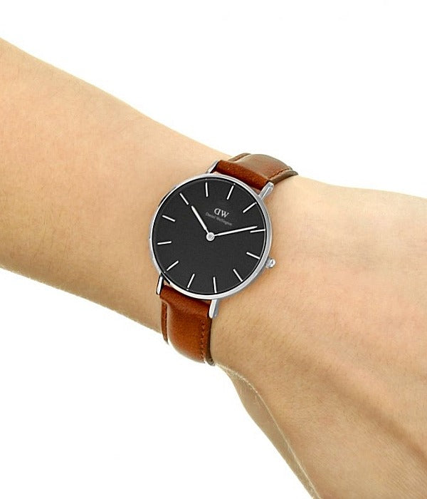  Shop Authentic Daniel Wellington Classic Petite St Mawes Black Dial Brown Leather Strap Watch For Women - DW00100181 - Luxxuri