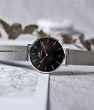  Shop Authentic Daniel Wellington Classic Petite Sterling Black Dial Silver Mesh Bracelet Watch For Women - DW00100162 - Luxxuri