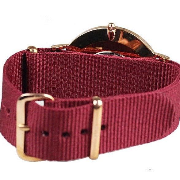  Shop Authentic Daniel Wellington Classic Roselyn White Dial Maroon Nylon Strap Watch For Women - DW00100267 - Luxxuri