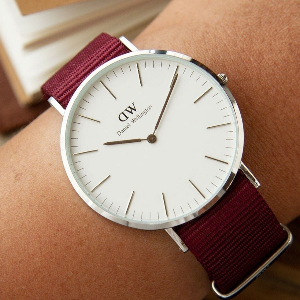  Shop Authentic Daniel Wellington Classic Roselyn White Dial Red NATO Strap Watch For Women - DW00100268 - Luxxuri