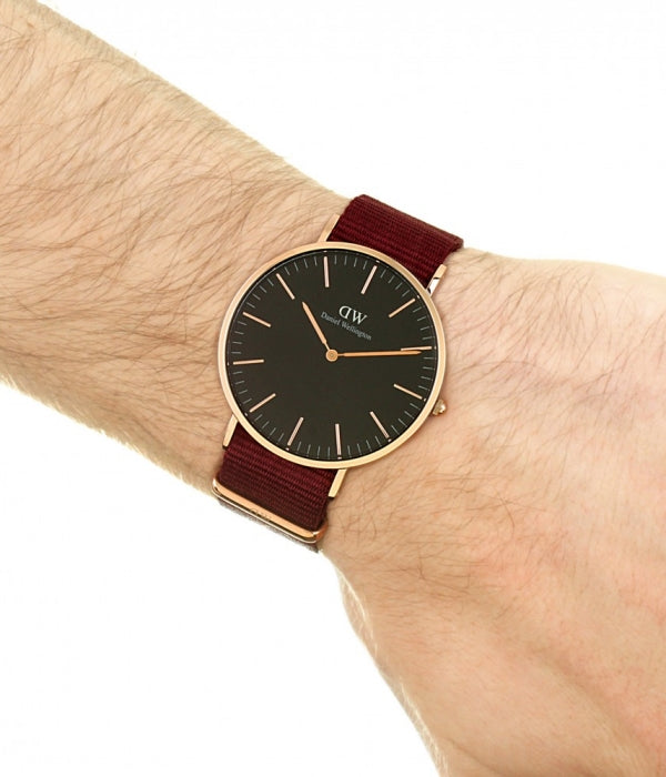  Shop Authentic Daniel Wellington Classic Roselyn Black Dial Maroon Nylon Strap Watch For Women - DW00100269 - Luxxuri