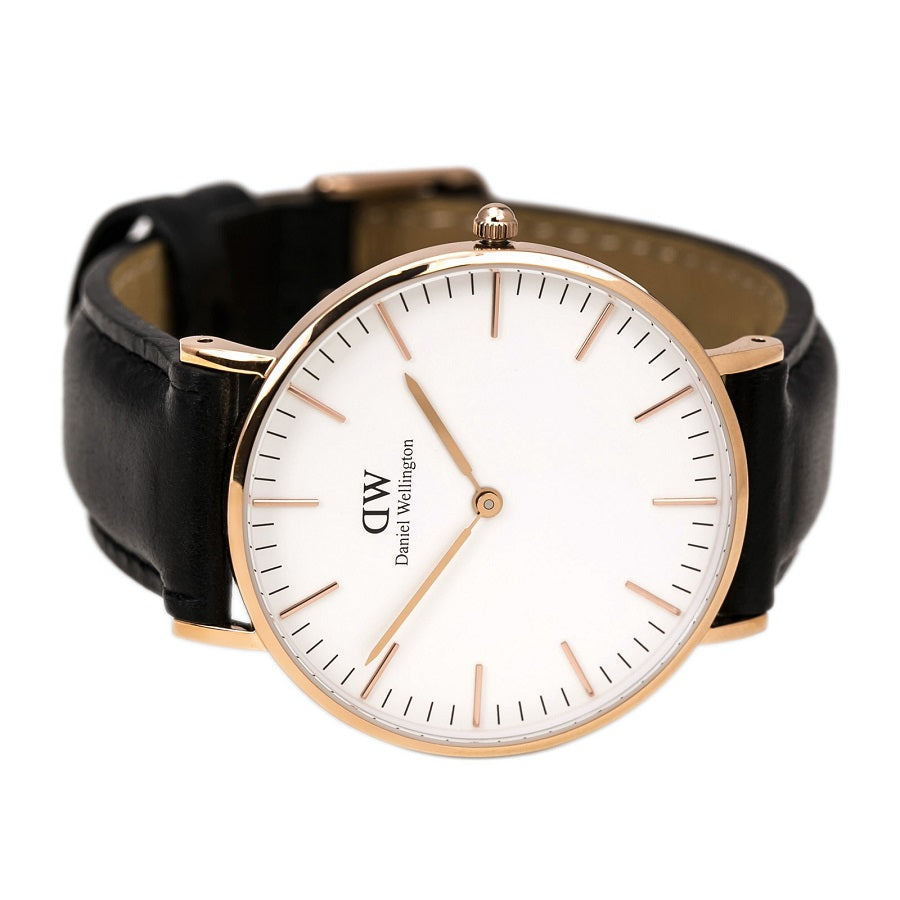  Shop Authentic Daniel Wellington Classic Sheffield White Dial Black Leather Strap Watch For Men - DW00100007 - Luxxuri