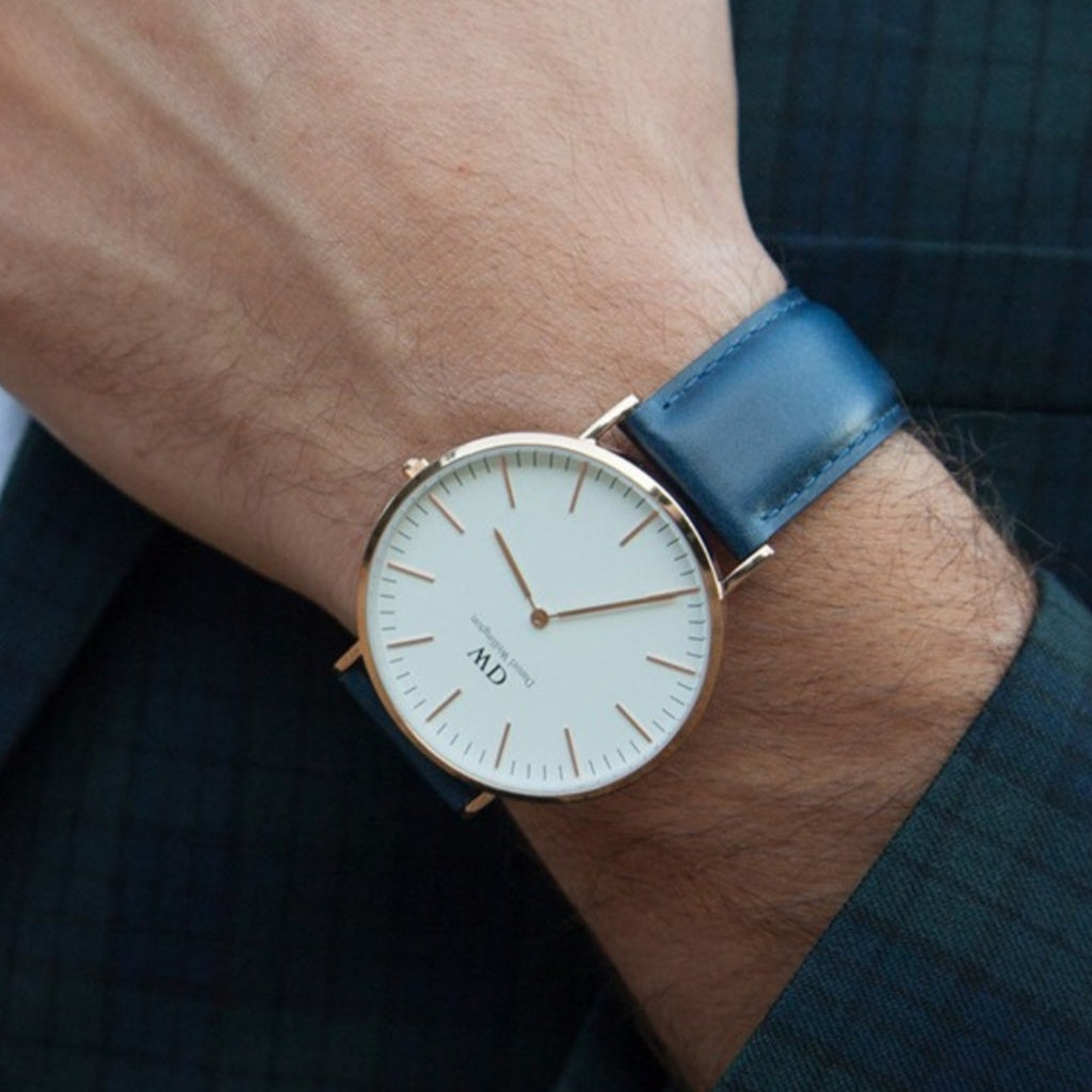  Shop Authentic Daniel Wellington Classic Somerset White Dial Blue Leather Strap Watch For Men - DW00100121 - Luxxuri