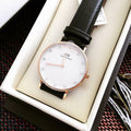  Shop Authentic Daniel Wellington Classic Sheffield White Dial Black Leather Strap Watch For Women - DW00100076 - Luxxuri