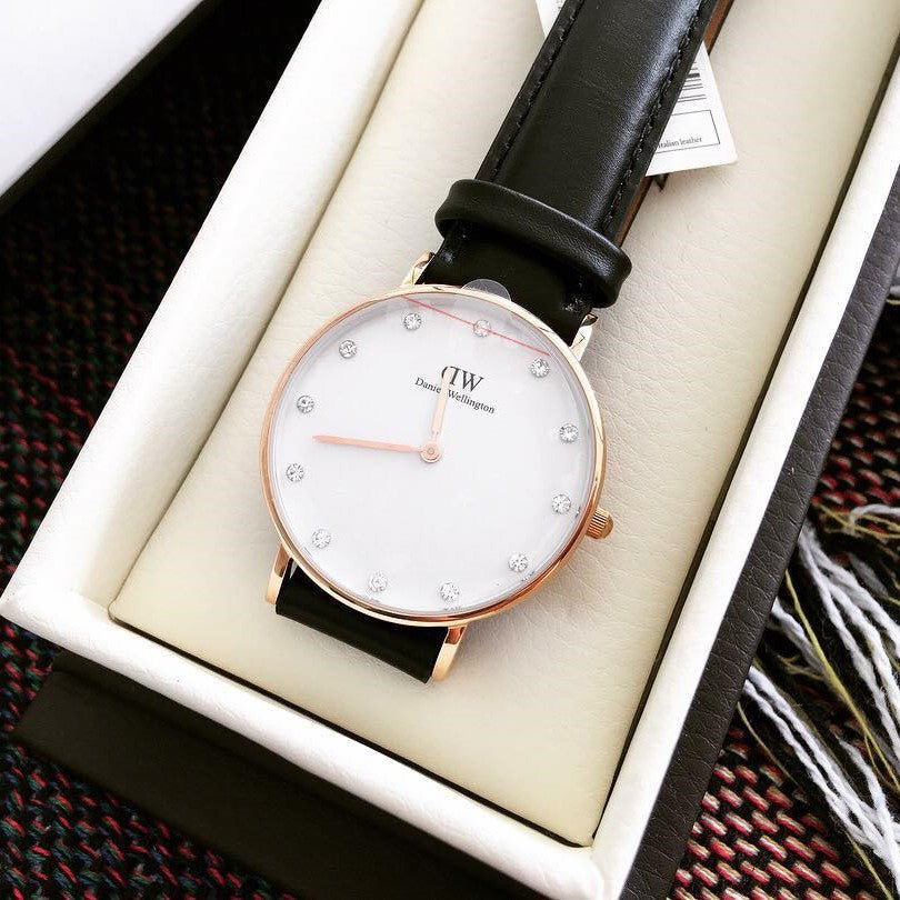  Shop Authentic Daniel Wellington Classic Sheffield White Dial Black Leather Strap Watch For Women - DW00100076 - Luxxuri