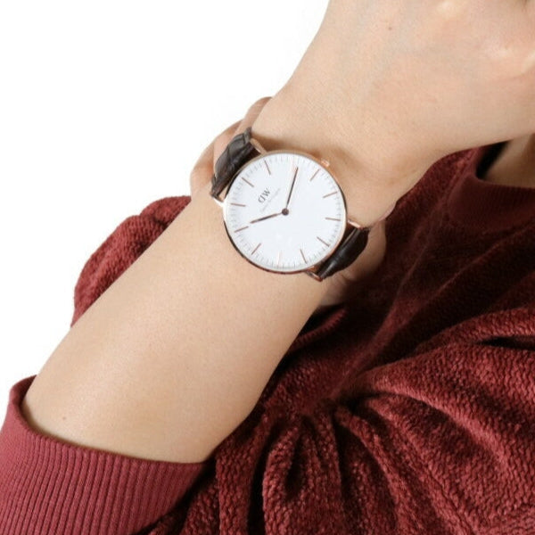  Shop Authentic Daniel Wellington Classic York White Dial Brown Leather Strap Watch For Women - DW00100038 - Luxxuri