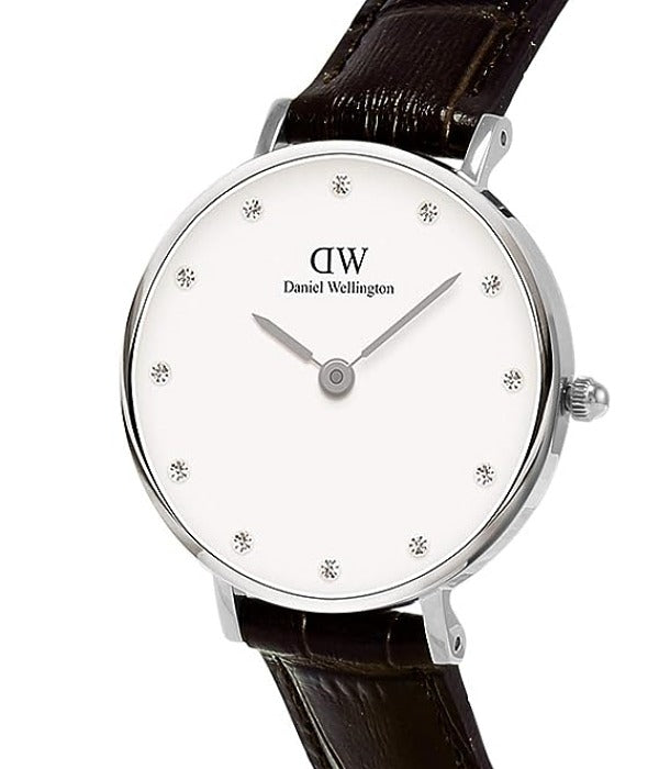  Shop Authentic Daniel Wellington York White Dial Brown Leather Strap Watch For Women - DW00100069 - Luxxuri