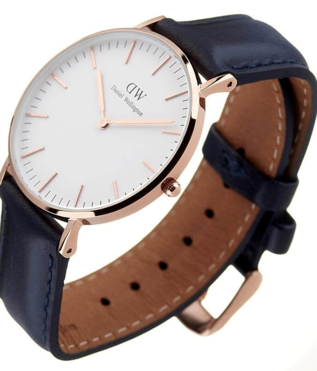  Shop Authentic Daniel Wellington Classic Somerset White Dial Blue Leather Strap Watch For Women - DW00100123 - Luxxuri