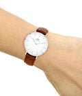  Shop Authentic Daniel Wellington Classic Petite St Mawes White Dial Brown Leather Strap Watch For Women - DW00100187 - Luxxuri