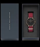  Shop Authentic Daniel Wellington Classic Roselyn Black Dial Maroon Nylon Strap Watch For Women - DW00100273 - Luxxuri