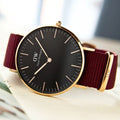  Shop Authentic Daniel Wellington Classic Roselyn Black Dial Maroon Nylon Strap Watch For Women - DW00100273 - Luxxuri