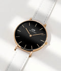  Shop Authentic Daniel Wellington Classic Petite Bondi Black Dial White Leather Strap Watch For Women - DW00100285 - Luxxuri
