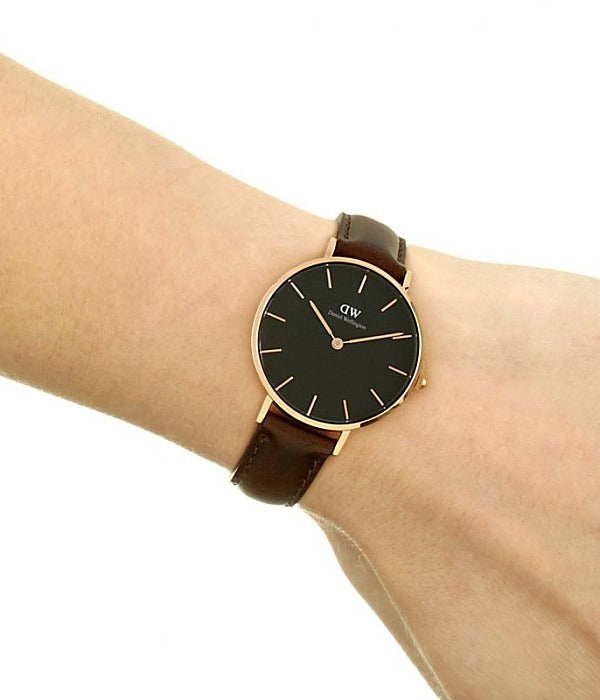  Shop Authentic Daniel Wellington Classic Petite Bristol Black Dial Brown Leather Strap Watch For Women - DW00100165 - Luxxuri
