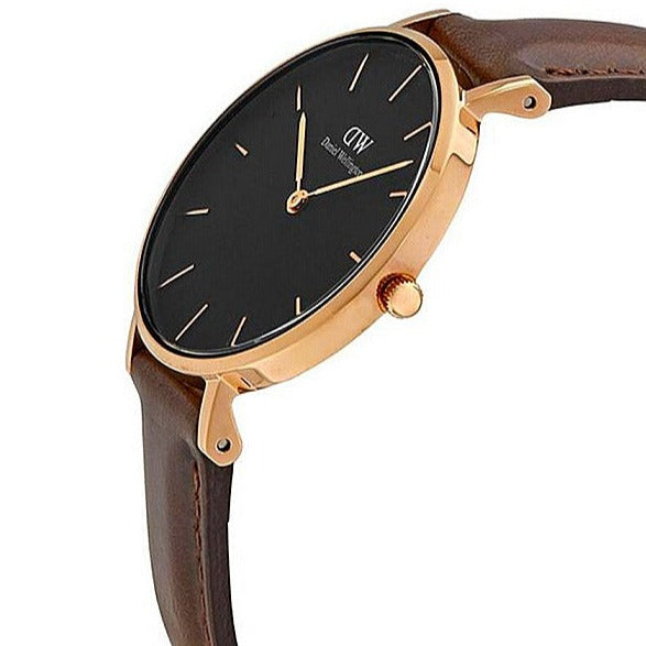  Shop Authentic Daniel Wellington Classic Petite Bristol Black Dial Brown Leather Strap Watch For Women - DW00100165 - Luxxuri