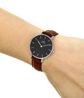  Shop Authentic Daniel Wellington Classic Petite Bristol Black Dial Brown Leather Strap Watch For Women - DW00100177 - Luxxuri
