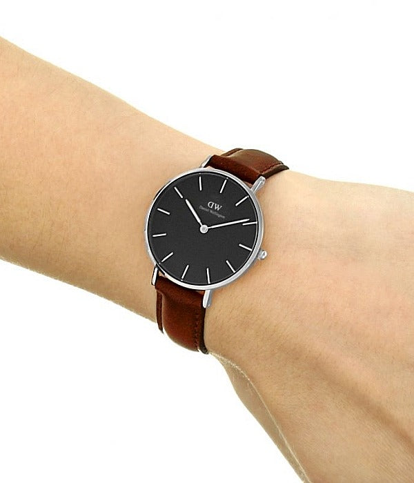  Shop Authentic Daniel Wellington Classic Petite Bristol Black Dial Brown Leather Strap Watch For Women - DW00100177 - Luxxuri